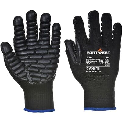 Portwest A790 Gants de travail Specialist Anti-vibrations Noir Taille XL Portwest A790 Gants de travail Specialist Anti-vibrations Noir Taille XL
