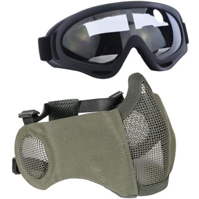 AmpsafeX Airsoft Équipement de protection demi-visage en maille Lunettes de protection auditive pour paintball CS Shooting (Gris) AmpsafeX Airsoft Équipement de protection demi-visage en maille Lunettes de protection auditive pour paintball CS Shooting (Gris)
