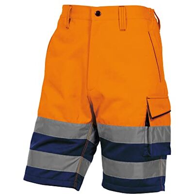 Deltaplus PHBE2OMGT Bermuda de travail haute visibilité en polyester/coton, orange fluo, bleu marine, taille L Deltaplus PHBE2OMGT Bermuda de travail haute visibilité en polyester/coton, orange fluo, bleu marine, taille L