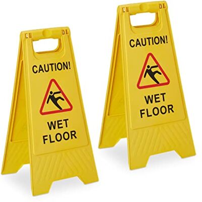 Relaxdays Panneau signalisation sol glissant, lot de 2, pliable, information sur chaque côté, plastique, jaune Relaxdays Panneau signalisation sol glissant, lot de 2, pliable, information sur chaque côté, plastique, jaune