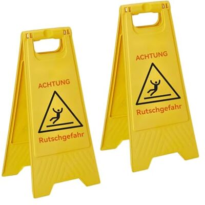 Relaxdays Lot de 2 supports pliables en plastique avec inscription en allemand « Achtung Rutschgefahr » Jaune Relaxdays Lot de 2 supports pliables en plastique avec inscription en allemand « Achtung Rutschgefahr » Jaune
