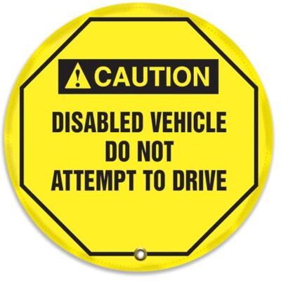 Accuform Signs KDD717 STOPOUT Couverture de volant en vinyle style ANSI avec inscription « Caution Disabled VEHICLE DO NOT ATTEMPT TO DRIVE », 16 de diamètre, noir sur jaune Accuform Signs KDD717 STOPOUT Couverture de volant en vinyle style ANSI avec inscription « Caution Disabled VEHICLE DO NOT ATTEMPT TO DRIVE », 16 de diamètre, noir sur jaune