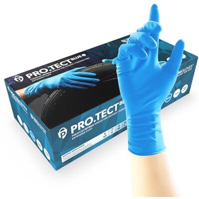 UNIGLOVES PRO.TECT Gants jetables en nitrile bleu, manchette étendue, gants en nitrile, taille XL UNIGLOVES PRO.TECT Gants jetables en nitrile bleu, manchette étendue, gants en nitrile, taille XL