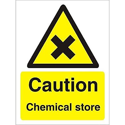 SECO Panneau de signalisation « Caution Chemical Store », 200 mm x 300 mm – Vinyle autocollant SECO Panneau de signalisation « Caution Chemical Store », 200 mm x 300 mm – Vinyle autocollant