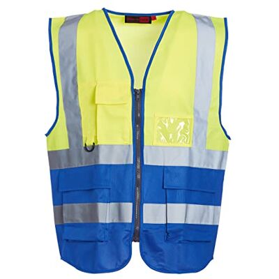 Black rock Blackrock Gilet sans manches haute visibilité jaune et bleu de qualité supérieure, entièrement certifié EN – S Black rock Blackrock Gilet sans manches haute visibilité jaune et bleu de qualité supérieure, entièrement certifié EN – S