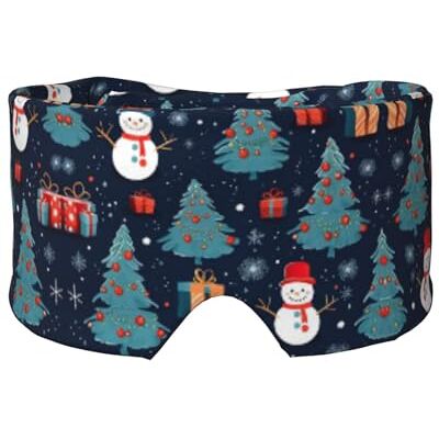 SKKNT Bleu Noël Bonhomme de Neige Imprimé Sommeil Yeux et Cache-oreilles Masque Respirant Réglable Occultant Yeux Confortable SKKNT Bleu Noël Bonhomme de Neige Imprimé Sommeil Yeux et Cache-oreilles Masque Respirant Réglable Occultant Yeux Confortable