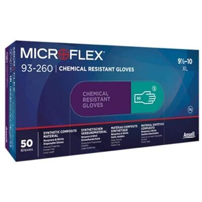 Ansell Microflex 93-260 Gants Jetables Protection Chimique, Protection Acides, Liquides et Solvants, Formulation Brevetée Ultra Résistante, Manchette Longue, Vert (50 Gants) Ansell Microflex 93-260 Gants Jetables Protection Chimique, Protection Acides, Liquides et Solvants, Formulation Brevetée Ultra Résistante, Manchette Longue, Vert (50 Gants)