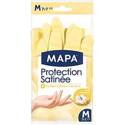 Spontex MAPA Sensibilité Gants de Ménage en Latex Intérieur Coton et Soie Grand Confort d'utilisation et Extra Doux Taille M Lot de 3 Spontex MAPA Sensibilité Gants de Ménage en Latex Intérieur Coton et Soie Grand Confort d'utilisation et Extra Doux Taille M Lot de 3
