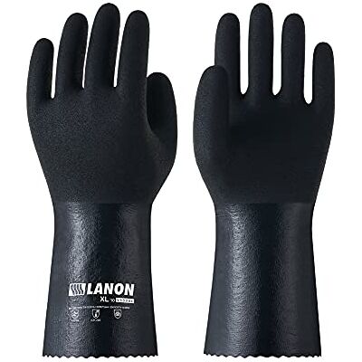 LANON Protection LANON Gants en Nitrile chimiques, Imperméable Gants de Protection Chimique, Heavy-Duty, Antidérapant, Résistants les Acides, les Alcalis et l'huile, XXL/11 LANON Protection LANON Gants en Nitrile chimiques, Imperméable Gants de Protection Chimique, Heavy-Duty, Antidérapant, Résistants les Acides, les Alcalis et l'huile, XXL/11