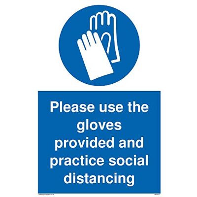 Viking Panneau de distance en vinyle avec inscription « Please use the gloves provided and practice ». Viking Panneau de distance en vinyle avec inscription « Please use the gloves provided and practice ».