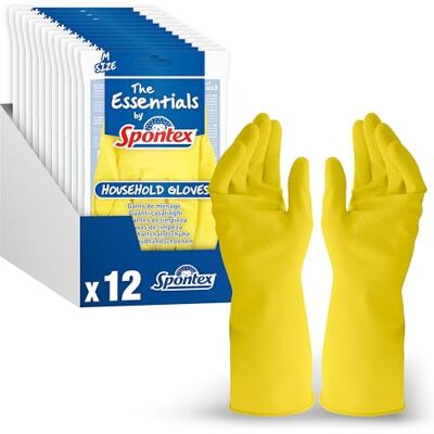 Spontex Essentials Lot de 12 paires de gants de ménage Taille M Spontex Essentials Lot de 12 paires de gants de ménage Taille M