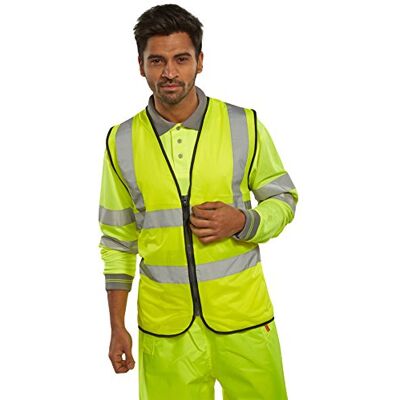 Beeswift Gilet haute visibilité avec fermeture éclair satinée jaune 4XL Beeswift Gilet haute visibilité avec fermeture éclair satinée jaune 4XL