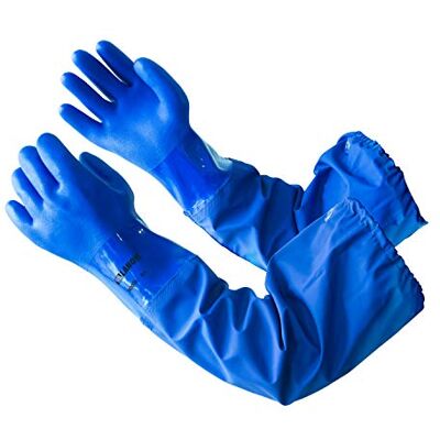 LANON Protection LANON 66 cm Gants de Protection Chimique, Gants de Nettoyage D'étang Imperméables, Doublure en Coton, Antidérapant Givré, Résistant aux Acides, aux Alcalis et à L'huile, Taille XXL/11 LANON Protection LANON 66 cm Gants de Protection Chimique, Gants de Nettoyage D'étang Imperméables, Doublure en Coton, Antidérapant Givré, Résistant aux Acides, aux Alcalis et à L'huile, Taille XXL/11