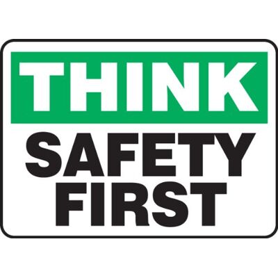 Accuform MGNF956VP Panneau de sécurité en plastique, légende « think safety first », 17,8 cm de long x 25,4 cm de large x 0,1 cm d'épaisseur, vert/noir sur blanc Accuform MGNF956VP Panneau de sécurité en plastique, légende « think safety first », 17,8 cm de long x 25,4 cm de large x 0,1 cm d'épaisseur, vert/noir sur blanc