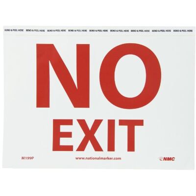 NMC Panneau de feu M199P, légende "NO EXIT", 25,4 cm de long x 17,8 cm de hauteur, vinyle sensible à la pression, rouge sur blanc NMC Panneau de feu M199P, légende "NO EXIT", 25,4 cm de long x 17,8 cm de hauteur, vinyle sensible à la pression, rouge sur blanc