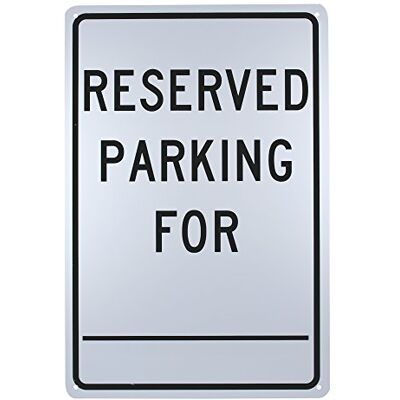NMC TM6G Panneau de signalisation « RESERVED PARKING FOR », 30,5 cm de long x 45,7 cm de hauteur, aluminium 0,040, noir sur blanc NMC TM6G Panneau de signalisation « RESERVED PARKING FOR », 30,5 cm de long x 45,7 cm de hauteur, aluminium 0,040, noir sur blanc