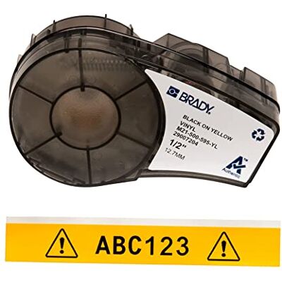 Brady Ruban adhésif en vinyle pour imprimante d'étiquettes M211 et M210 Noir sur jaune (12,70 mm x 6,40 m) M21-500-595-YL Brady Ruban adhésif en vinyle pour imprimante d'étiquettes M211 et M210 Noir sur jaune (12,70 mm x 6,40 m) M21-500-595-YL
