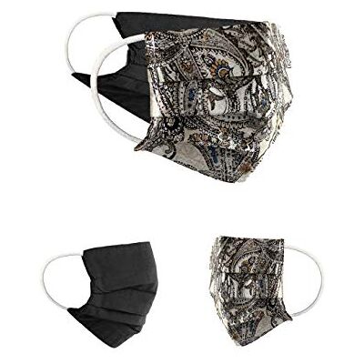 BAF Masque en Tissu 100% Coton Lavable OEKO-TEX 100 Lot de 2 Set Pack double Masque Buccal et Nasal Réutilisable BAF Masque en Tissu 100% Coton Lavable OEKO-TEX 100 Lot de 2 Set Pack double Masque Buccal et Nasal Réutilisable