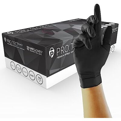 UNIGLOVES GA0042 Lot de 100 gants en nitrile non poudrés Noir Taille S UNIGLOVES GA0042 Lot de 100 gants en nitrile non poudrés Noir Taille S