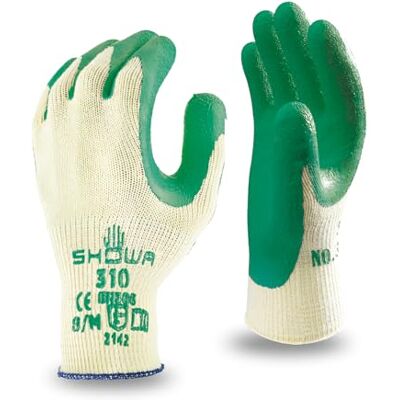 SHOWA 310, Enduction de Latex, Grip polyvalent, Jaune/vert, 9/L SHOWA 310, Enduction de Latex, Grip polyvalent, Jaune/vert, 9/L