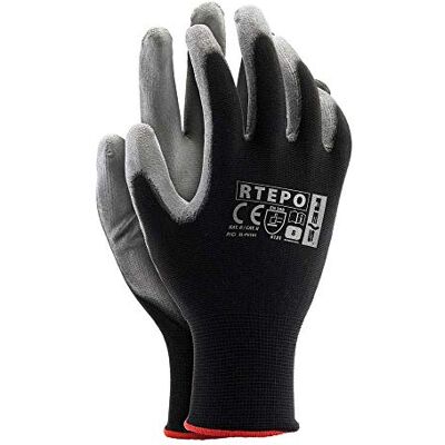 REIS Rtepo_Bs10 Lot de 12 gants de protection Noir/gris Taille 10 REIS Rtepo_Bs10 Lot de 12 gants de protection Noir/gris Taille 10