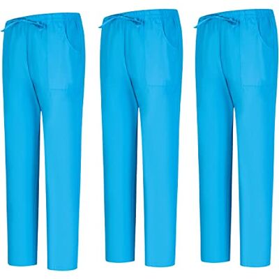 MISEMIYA Lot de 3 pantalons sanitaires unisexes Uniforme sanitaire uniforme médicale pantalon de travail 3-6802, Bleu ciel 68, L MISEMIYA Lot de 3 pantalons sanitaires unisexes Uniforme sanitaire uniforme médicale pantalon de travail 3-6802, Bleu ciel 68, L