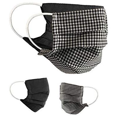 BAF Masque en Tissu 100% Coton Lavable OEKO-TEX 100 Lot de 2 Set Pack double Masque Buccal et Nasal Réutilisable, Noir BAF Masque en Tissu 100% Coton Lavable OEKO-TEX 100 Lot de 2 Set Pack double Masque Buccal et Nasal Réutilisable, Noir