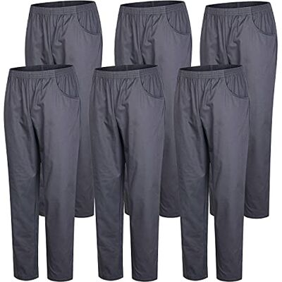 MISEMIYA Lot de 6 pièces Pantalon sanitaire unisexe taille élastique unique médicale uniforme, gris, S MISEMIYA Lot de 6 pièces Pantalon sanitaire unisexe taille élastique unique médicale uniforme, gris, S
