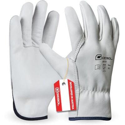 Gebol Driver Gants de travail en cuir haute résistance Gants en cuir pour homme et femme Taille M (taille 8) Blanc 1 paire Gebol Driver Gants de travail en cuir haute résistance Gants en cuir pour homme et femme Taille M (taille 8) Blanc 1 paire
