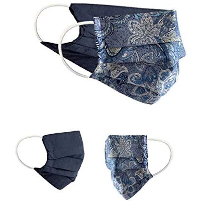 BAF Mixte Style41 Masque en tissu Masque buccal et nasal r utilisable, Bleu, 2 Unité (Lot de 1) EU BAF Mixte Style41 Masque en tissu Masque buccal et nasal r utilisable, Bleu, 2 Unité (Lot de 1) EU