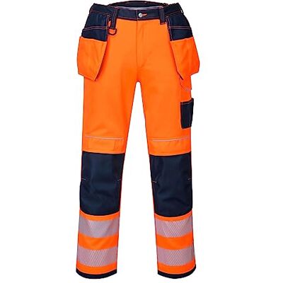 Portwest PW3 T501ONR48 Pantalon de travail haute visibilité avec holster, taille : 48, couleur : orange/bleu marine Portwest PW3 T501ONR48 Pantalon de travail haute visibilité avec holster, taille : 48, couleur : orange/bleu marine