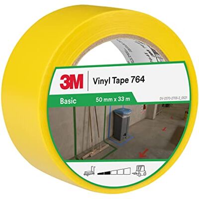 3M Ruban adhésif vinyle 764 usage général, jaune, 50 mm x 33 m 3M Ruban adhésif vinyle 764 usage général, jaune, 50 mm x 33 m