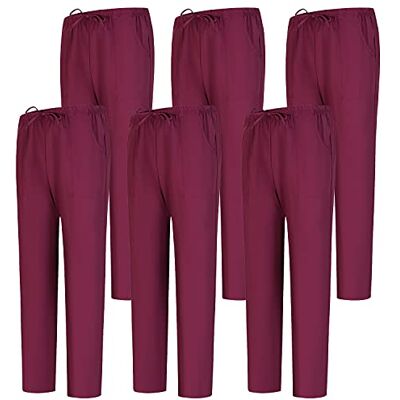 MISEMIYA Pack 6 PCS Pantalon Unisexe Taille Élastique Uniforme de Travail Clinique Hôpital Nettoyage Vétérinaire Hygiène, Grenat 68, L MISEMIYA Pack 6 PCS Pantalon Unisexe Taille Élastique Uniforme de Travail Clinique Hôpital Nettoyage Vétérinaire Hygiène, Grenat 68, L