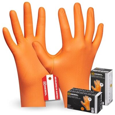 Gebol Orange Nitrile Ultra Grip Lot de 50 Taille XL (Taille 10) Gants jetables de qualité supérieure avec une meilleure sécurité de préhension Imperméables, résistants aux produits chimiques, Gebol Orange Nitrile Ultra Grip Lot de 50 Taille XL (Taille 10) Gants jetables de qualité supérieure avec une meilleure sécurité de préhension Imperméables, résistants aux produits chimiques,