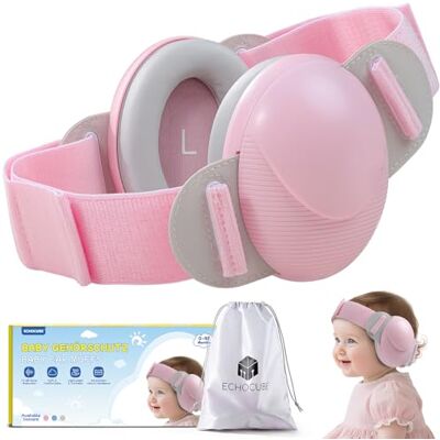 ECHOCUBE Casque Protection Auditive Bebe, Casque Anti Bébé 25 dB, Casque Antibruit Certifié CE et ANSI, Casque De Protection Auditive Portable et Confortable pour Les Tout-Petits De 0 à 48 Mois Rose ECHOCUBE Casque Protection Auditive Bebe, Casque Anti Bébé 25 dB, Casque Antibruit Certifié CE et ANSI, Casque De Protection Auditive Portable et Confortable pour Les Tout-Petits De 0 à 48 Mois Rose