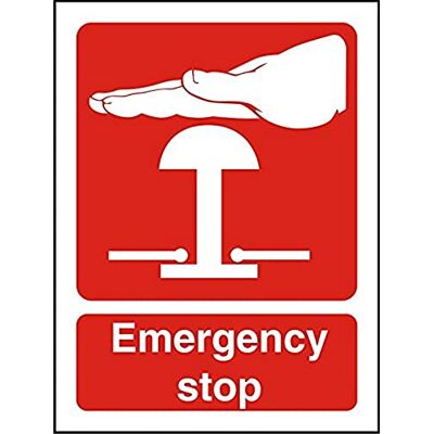 SECO Panneau en vinyle autocollant pour arrêt d'urgence Rouge 75 x 100 mm SECO Panneau en vinyle autocollant pour arrêt d'urgence Rouge 75 x 100 mm