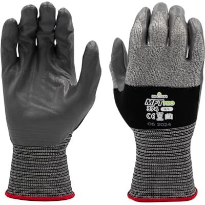 SHOWA MFT PRO 374, Mechanical and Industrial Protective Gloves, Flat Nitrile Palm Coating, Ultra-lightweight, Breathable, Grey, 12 Pairs, Size Large SHOWA MFT PRO 374, Mechanical and Industrial Protective Gloves, Flat Nitrile Palm Coating, Ultra-lightweight, Breathable, Grey, 12 Pairs, Size Large