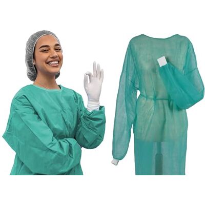 TIGA-MED Lot de 100 blouses de protection jetables en textile non tissé avec poignets resserrés pour visiteurs Dimensions : 130 x 160 cm Qualité professionnelle TIGA-MED Lot de 100 blouses de protection jetables en textile non tissé avec poignets resserrés pour visiteurs Dimensions : 130 x 160 cm Qualité professionnelle
