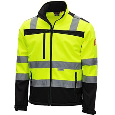 Nitras Veste de sécurité Motion Tex Viz Softshell pour homme, jaune fluo, M Nitras Veste de sécurité Motion Tex Viz Softshell pour homme, jaune fluo, M