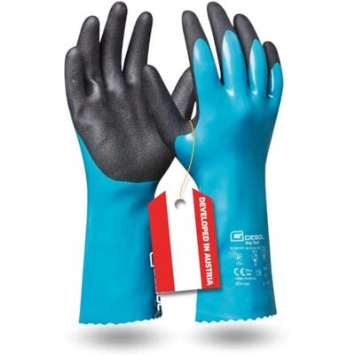 Gebol Grip Tech Gants longs en caoutchouc contre les produits chimiques, l'acide, l'huile et la graisse, imperméables et antidérapants, contenu : 1 paire, taille XL (Taille 10), couleur : bleu Gebol Grip Tech Gants longs en caoutchouc contre les produits chimiques, l'acide, l'huile et la graisse, imperméables et antidérapants, contenu : 1 paire, taille XL (Taille 10), couleur : bleu