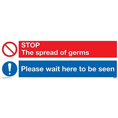 Viking STOP germs Please wait here to be seen Plaque vinyle autocollant Viking STOP germs Please wait here to be seen Plaque vinyle autocollant