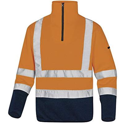 Deltaplus Delta Plus MARHVOMXG Pull polaire haute visibilité en polyester Orange fluo/bleu marine, taille XL Deltaplus Delta Plus MARHVOMXG Pull polaire haute visibilité en polyester Orange fluo/bleu marine, taille XL