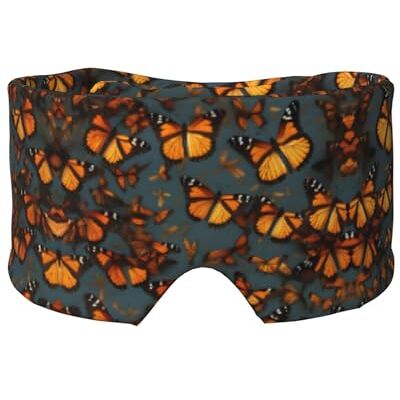 SKKNT Orange Monarque Étoiles Papillons Imprimé Sommeil Yeux et Protège-Oreilles Masque Respirant Réglable Occultant pour Les Yeux Confortable SKKNT Orange Monarque Étoiles Papillons Imprimé Sommeil Yeux et Protège-Oreilles Masque Respirant Réglable Occultant pour Les Yeux Confortable