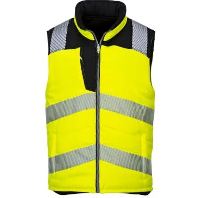Portwest Gilet de sécurité PW374, EN ISO 20471, réversible, couleurs : orange d'avertissement/noir et jaune d'avertissement/noir Portwest Gilet de sécurité PW374, EN ISO 20471, réversible, couleurs : orange d'avertissement/noir et jaune d'avertissement/noir