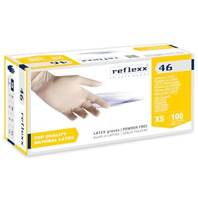 REFLEXX 46 Gants en latex Sans poudre, Taille M, Ambrato, 100 Pieces REFLEXX 46 Gants en latex Sans poudre, Taille M, Ambrato, 100 Pieces