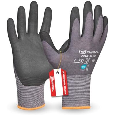 Gebol Top Flex (1 paire) Gants de travail avec revêtement en micro-mousse nitrile Sans coutures et respirants Travaux de montage et de précision Mélange de nylon et d'élasthanne Pour homme Gebol Top Flex (1 paire) Gants de travail avec revêtement en micro-mousse nitrile Sans coutures et respirants Travaux de montage et de précision Mélange de nylon et d'élasthanne Pour homme