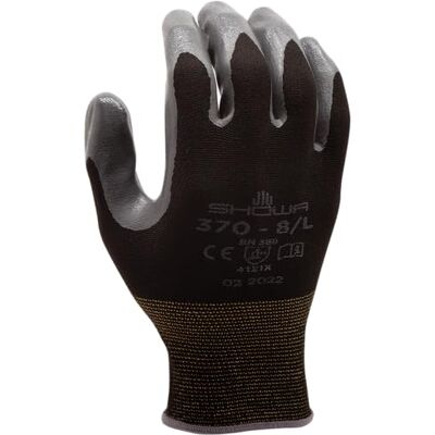 SHOWA 370, revêtement en nitrile, usages génériques, noir/gris foncé, 9/XL SHOWA 370, revêtement en nitrile, usages génériques, noir/gris foncé, 9/XL