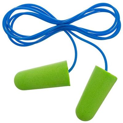 B-SAFETY SILENTO UNO Lot de 100 paires de bouchons d'oreilles jetables avec cordon – SNR 36 dB, mousse PU, vert fluo, protection contre le bruit B-SAFETY SILENTO UNO Lot de 100 paires de bouchons d'oreilles jetables avec cordon – SNR 36 dB, mousse PU, vert fluo, protection contre le bruit