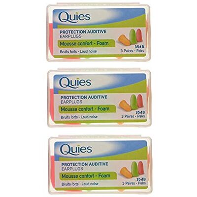 Quies Protection Auditive en Mousse, 3 x 3 Paires (Couleurs Assorties) Quies Protection Auditive en Mousse, 3 x 3 Paires (Couleurs Assorties)