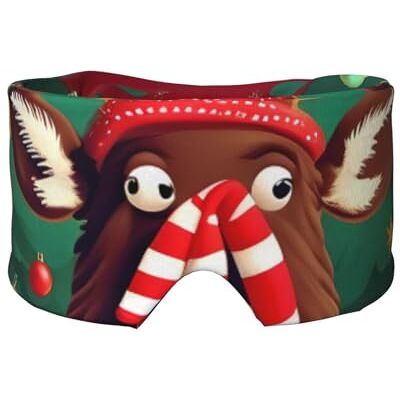 SKKNT Drôle de Noël imprimé élan yeux endormis et cache-oreilles masque respirant réglable masque pour les yeux occultant confortable SKKNT Drôle de Noël imprimé élan yeux endormis et cache-oreilles masque respirant réglable masque pour les yeux occultant confortable